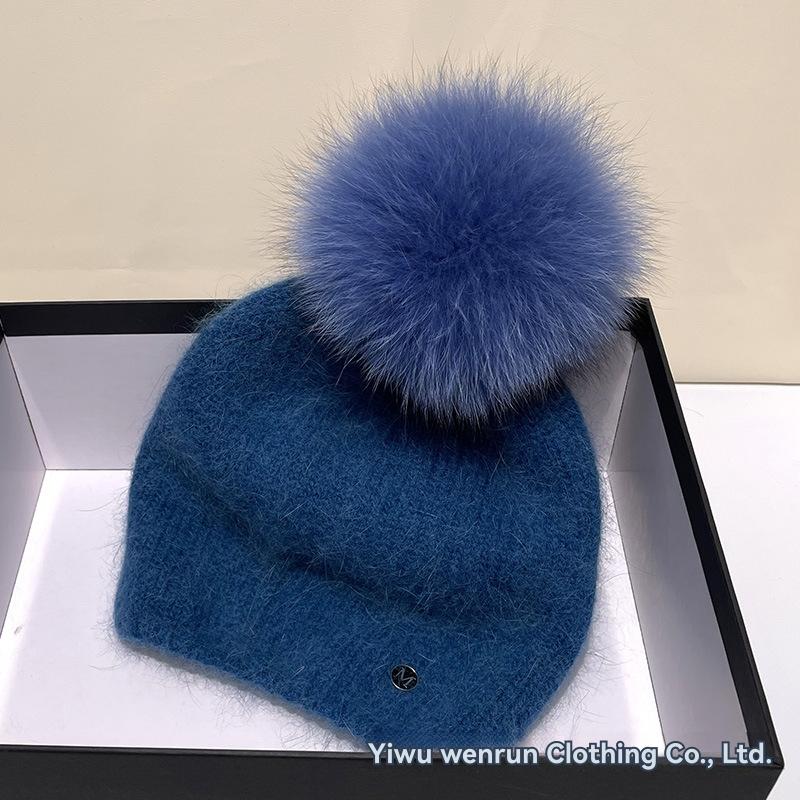 Knitted hat with fun fur pompom | Womens Mützen Accessoires Mützen